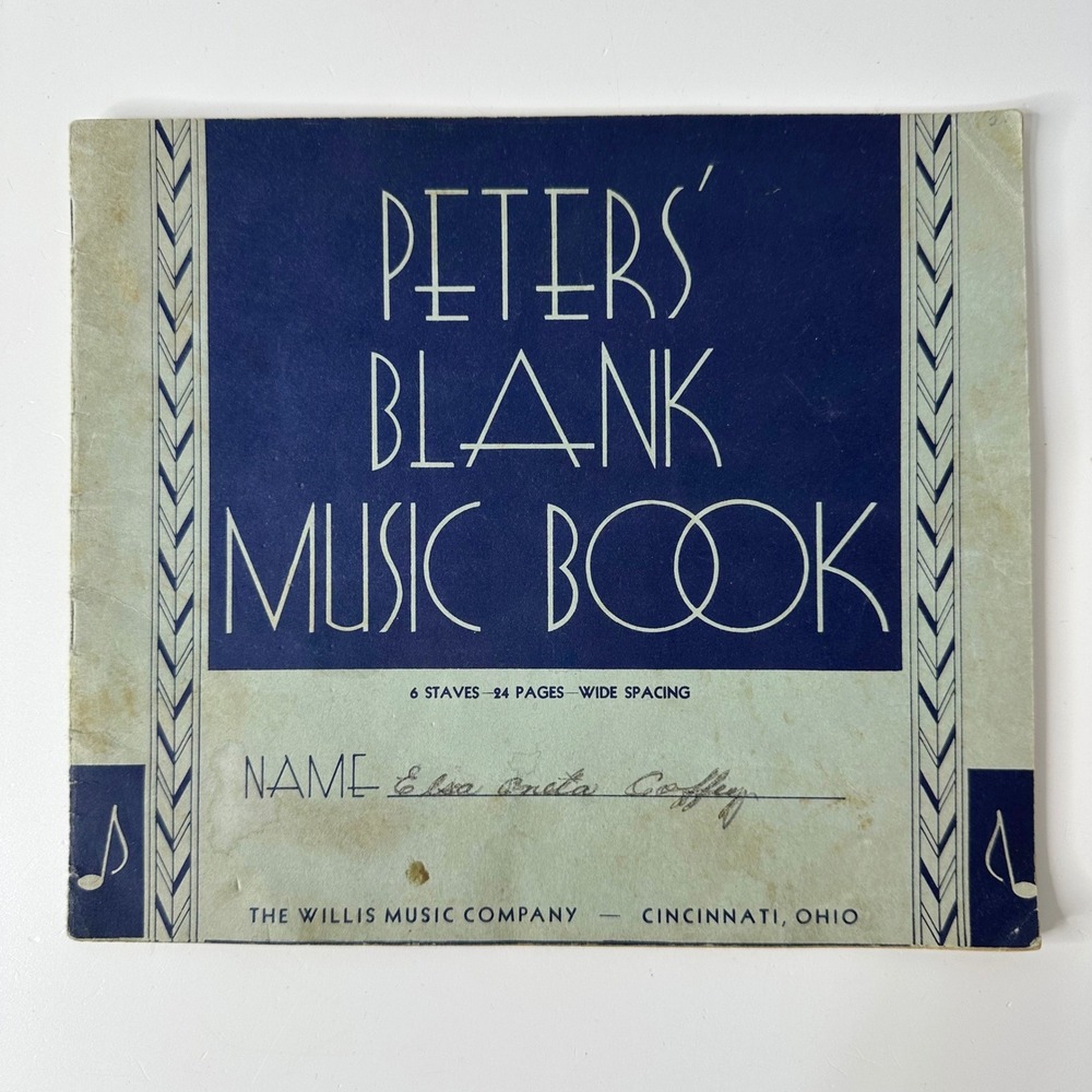 Vintage Peters Blank Music Book Art Deco Cover Craft Junk Journal Partially Used